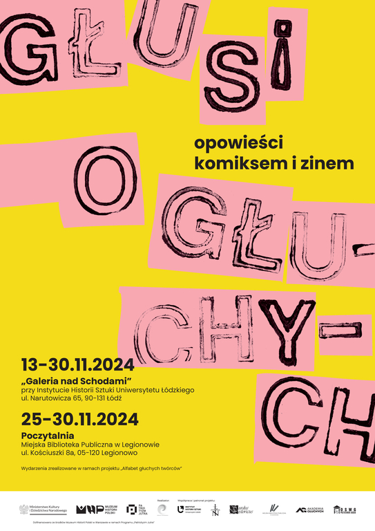 Plakat wystawy pt. „Głusi o głuchych – opowieści komiksem i zinem”